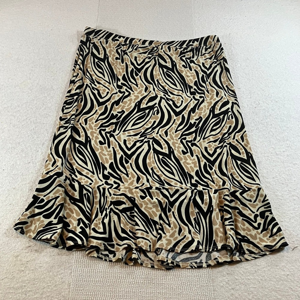 Jaclyn Smith Animal Print Cowl Neck Top Zebra Pattern Tan Black Size L Large